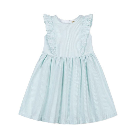 Hope & Henry Girls'  Seersucker Flutter Sleeve Open Back Dress, Kids