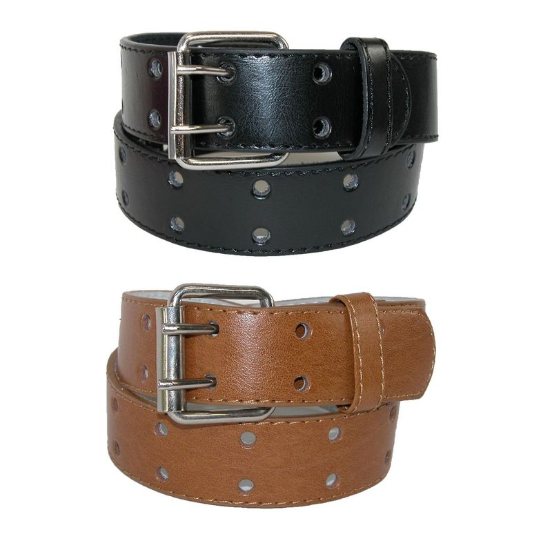 CTM Kid's Leather Two Hole Jean Belt (Pack of 2 Colors)