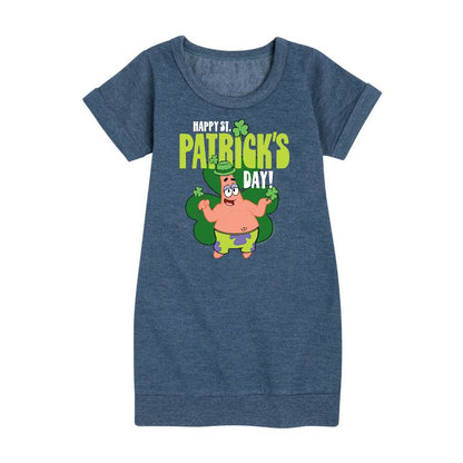 Girls' - SpongeBob Squarepants - Happy St. Patricks Day Graphic Short Sleeve Fleece Dress