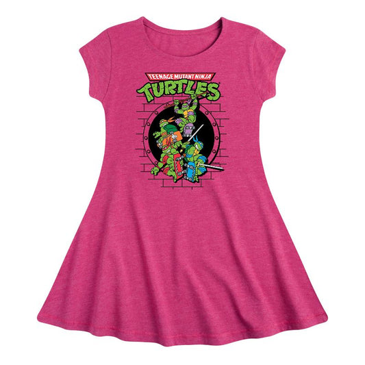 Girls' - Teenage Mutant Ninja Turtles - Sewer Skateboard Fit & Flair Cap Sleeve Dress