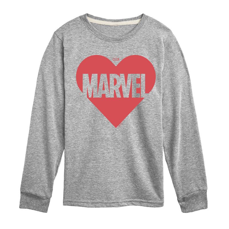 Boys' - Marvel - Heart Valentine Long Sleeve Graphic T-Shirt
