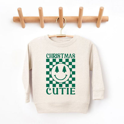 The Juniper Shop Christmas Cutie Checkered Youth Ultra-Soft Graphic Sweatshirt