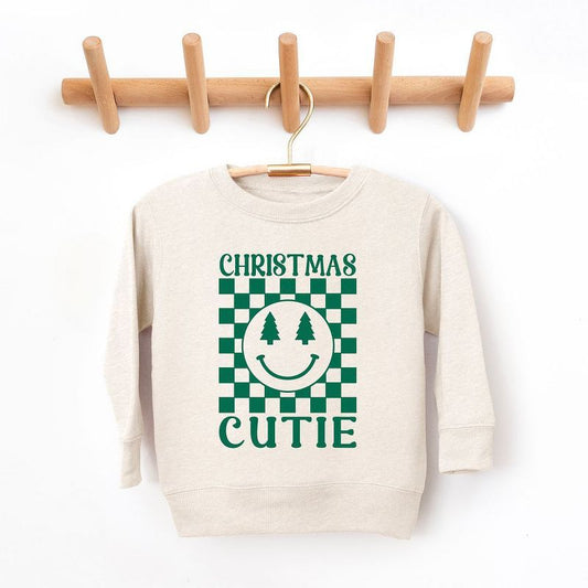 The Juniper Shop Christmas Cutie Checkered Youth Ultra-Soft Graphic Sweatshirt