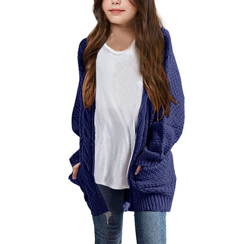 Cardigan for Girls Open Front Sweater Long Sleeve Loose Fit Sweater Jacket