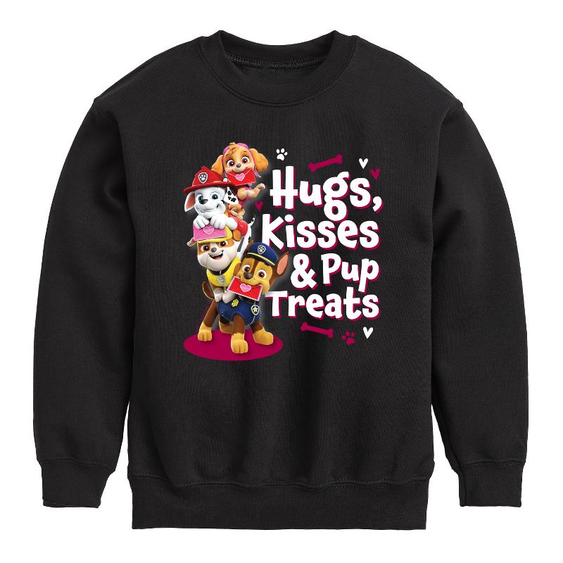 Boys' - Paw Patrol - Hugs Kisses Pup Treats Graphic Long Sleeve Fleece Sweatshirt