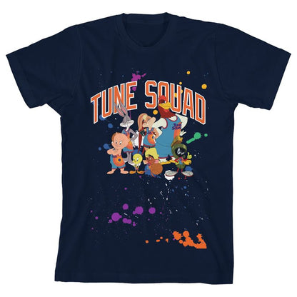 تي شيرت جرافيكي للأولاد من Space Jam 2 Tune Squad مطبوع عليه بقع زرقاء داكنة