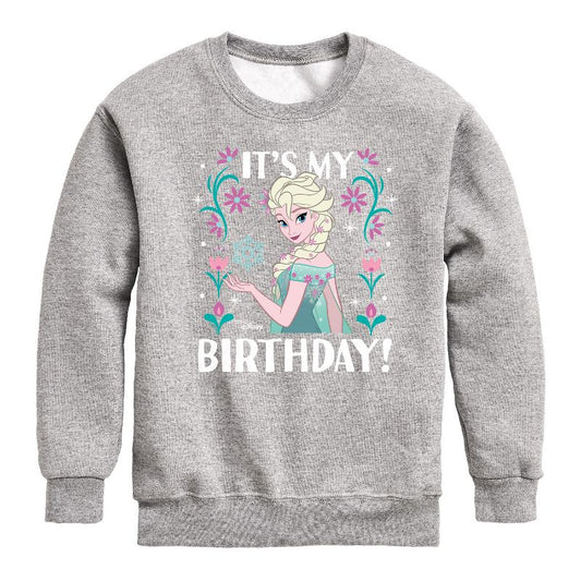 Boys' - Disney - Elsa It's My Birthday Graphic Long Sleeve Fleece Sweatshirt