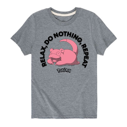 تي شيرت جرافيكي بأكمام قصيرة للأولاد - بوكيمون - سلوبوك ريلاكس لا تفعل شيئًا كرر