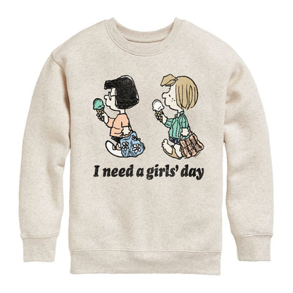 Boys' - Peanuts - I Need A Girls Day Graphic Long Sleeve Fleece Sweatshirt