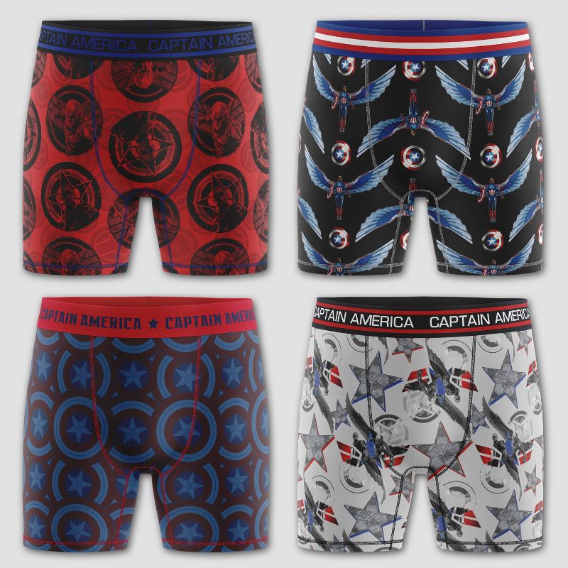 Boys' Captain America 4pk Athletic Boxer Briefs