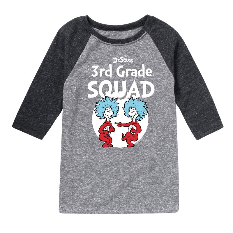 Boys' - Dr. Seuss - 3rd Grade Squad Thing 1 and Thing 2 Raglan Graphic T-Shirt