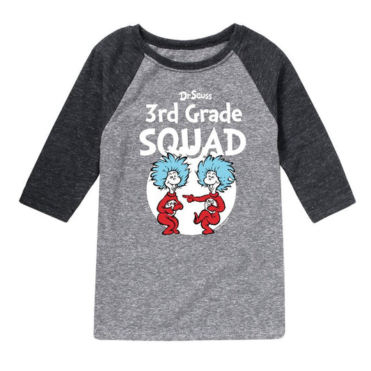 Boys' - Dr. Seuss - 3rd Grade Squad Thing 1 and Thing 2 Raglan Graphic T-Shirt