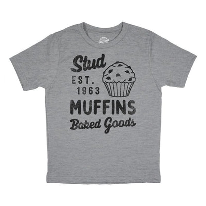 Youth Stud Muffins Baked Goods T Shirt Funny Bakery Joke Tee For Kids - Crazy Dog Youth T Shirt