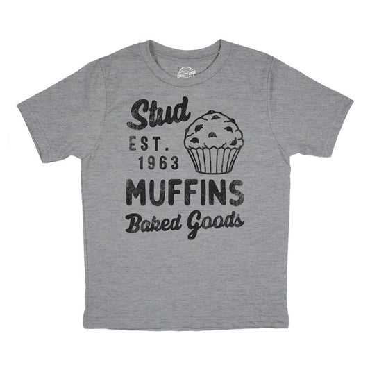 Youth Stud Muffins Baked Goods T Shirt Funny Bakery Joke Tee For Kids - Crazy Dog Youth T Shirt