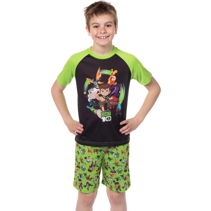 Ben 10 Boys' Cartoon Omnitrix Characters Aliens Sleep Pajama Set Shorts Multicolored