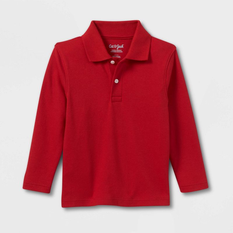 Toddler Boys' Long Sleeve Interlock Uniform Polo Shirt - Cat & Jack™