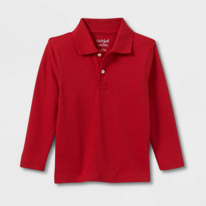 Toddler Boys' Long Sleeve Interlock Uniform Polo Shirt - Cat & Jack™