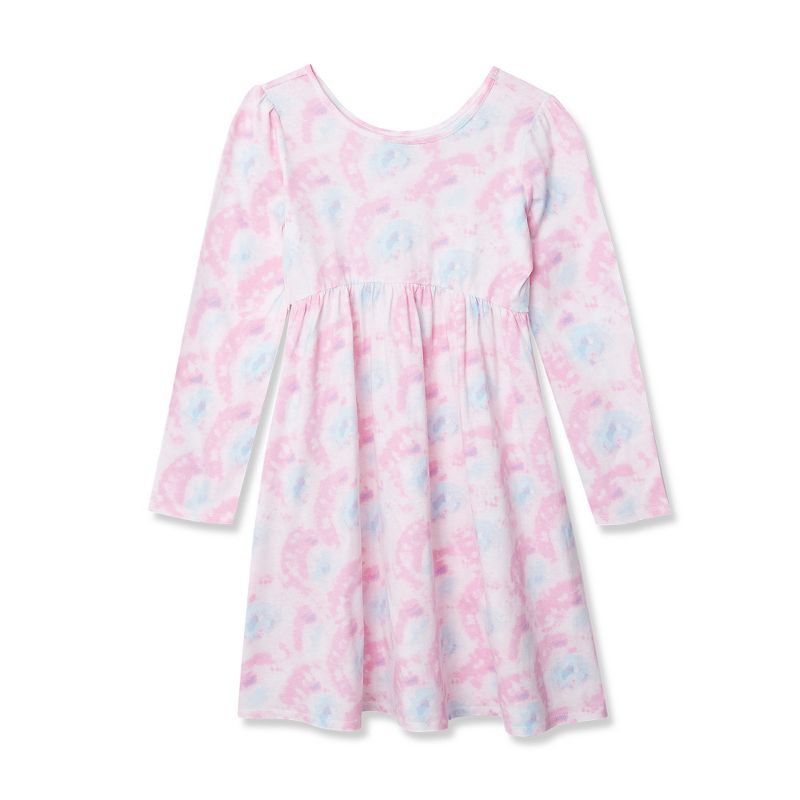 Lands' End Kids Long Sleeve Gathered Waist Jersey Dress