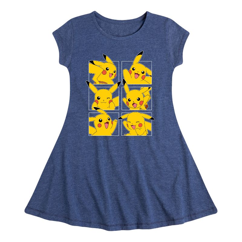 Girls' - Pokémon - Pikachu Grid Fit & Flair Cap Sleeve Dress