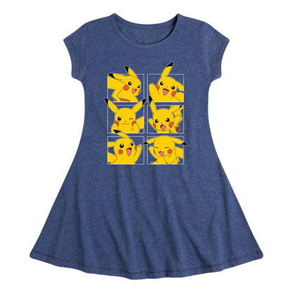 Girls' - Pokémon - Pikachu Grid Fit & Flair Cap Sleeve Dress