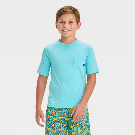Boys' Short Sleeve Solid Rash Guard Top - art class™ Light Blue