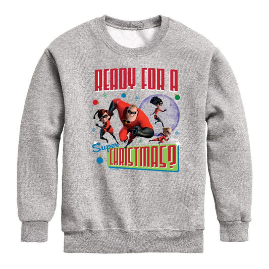 Boys' - Disney - Ready For A Super Christmas Graphic Long Sleeve Fleece Sweatshirt