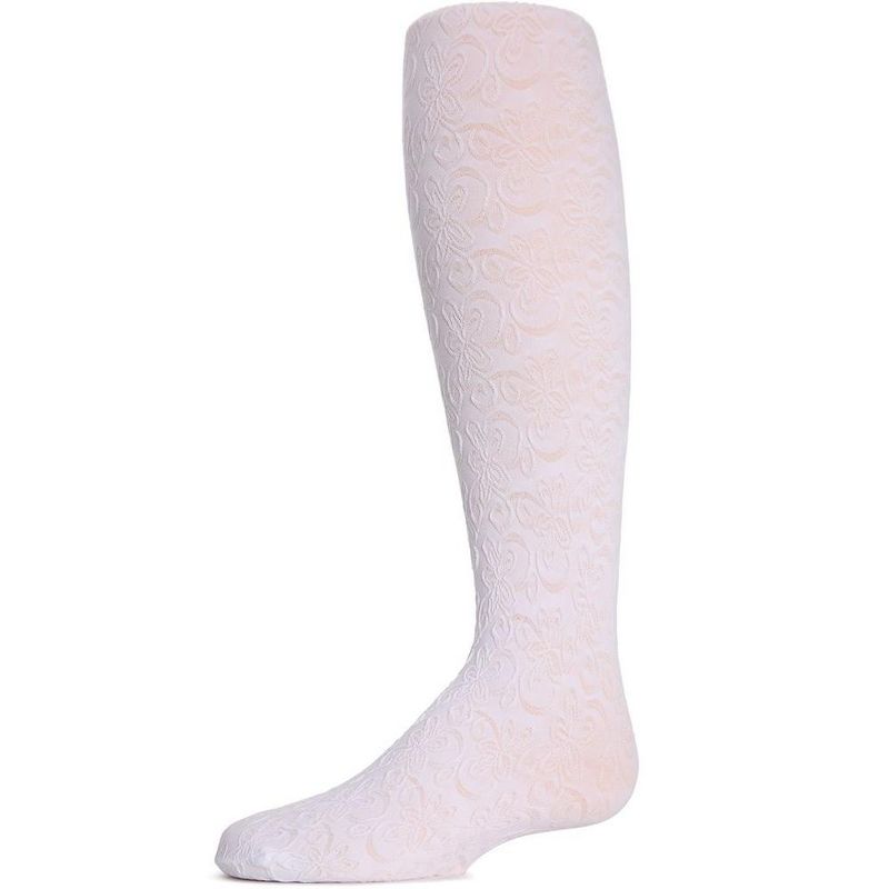 Memoi Swirled Floral Girls Opaque Tights