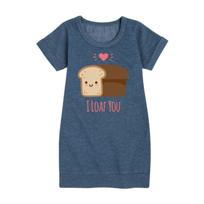 فستان من الصوف بأكمام قصيرة مطبوع عليه عبارة "أخبزك خبزًا" للفتيات - رسالة فورية - عيد الحب