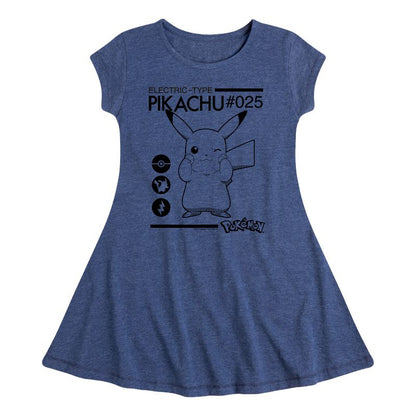 فستان بناتي - بوكيمون - بتصميم كهربائي أنيق وعصري بأكمام قصيرة