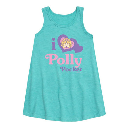 Girls' - Polly Pocket - I Love Polly Pocket Graphic Sleeveless Aline Dress