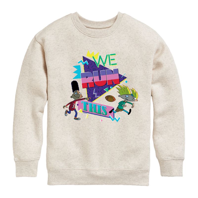 Boys' - Hey Arnold! - Retro Arnold and Gerald Graphic Long Sleeve Fleece Sweatshirt