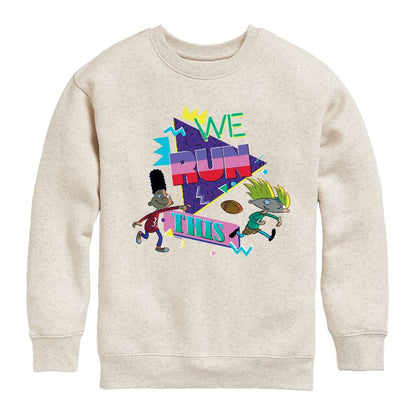 Boys' - Hey Arnold! - Retro Arnold and Gerald Graphic Long Sleeve Fleece Sweatshirt