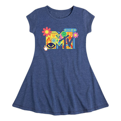 Girls' - MTV - Y2k Logo Fit & Flair Cap Sleeve Dress