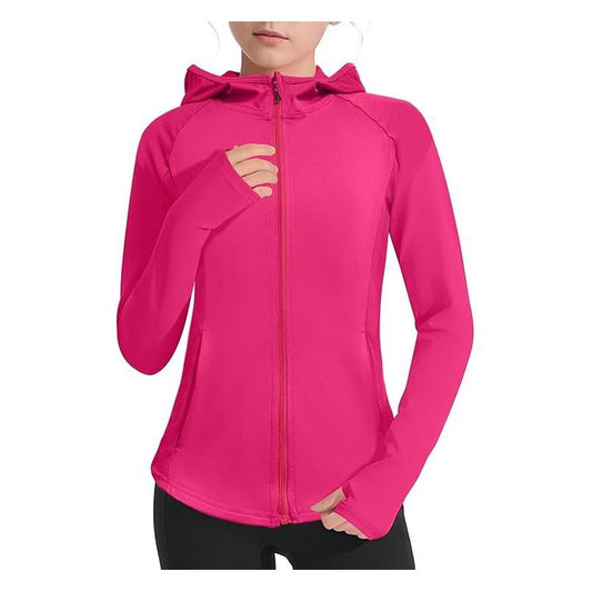 Girls Long Sleeve Zip Up Athletic Hoodie Top Lightweight Jacket Fishing Hiking Sun Protection Outwear