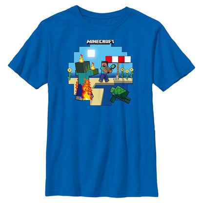 تي شيرت ماين كرافت للأولاد بطبعة إنسان مشتعل
