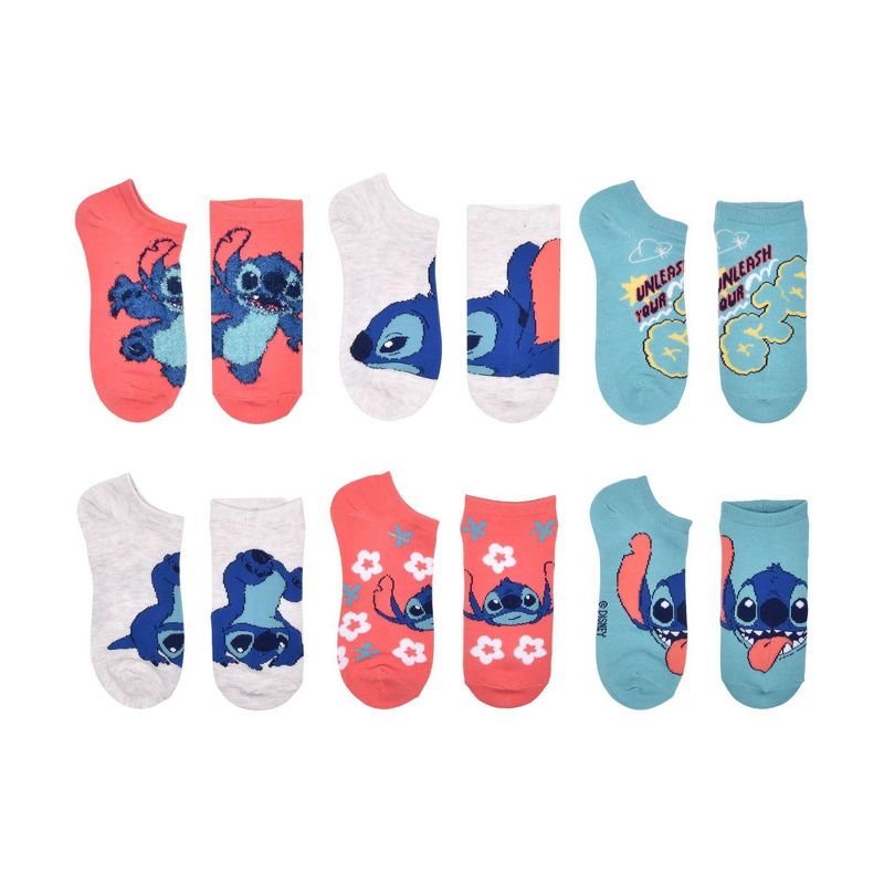 Girls' Disney Stitch No Show Socks - Pink