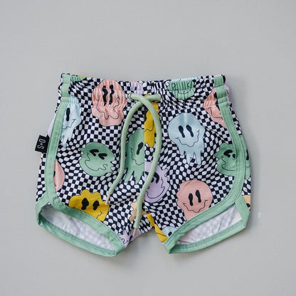 Kids Smile Graphic Print Boardshorts - Olive + Scout