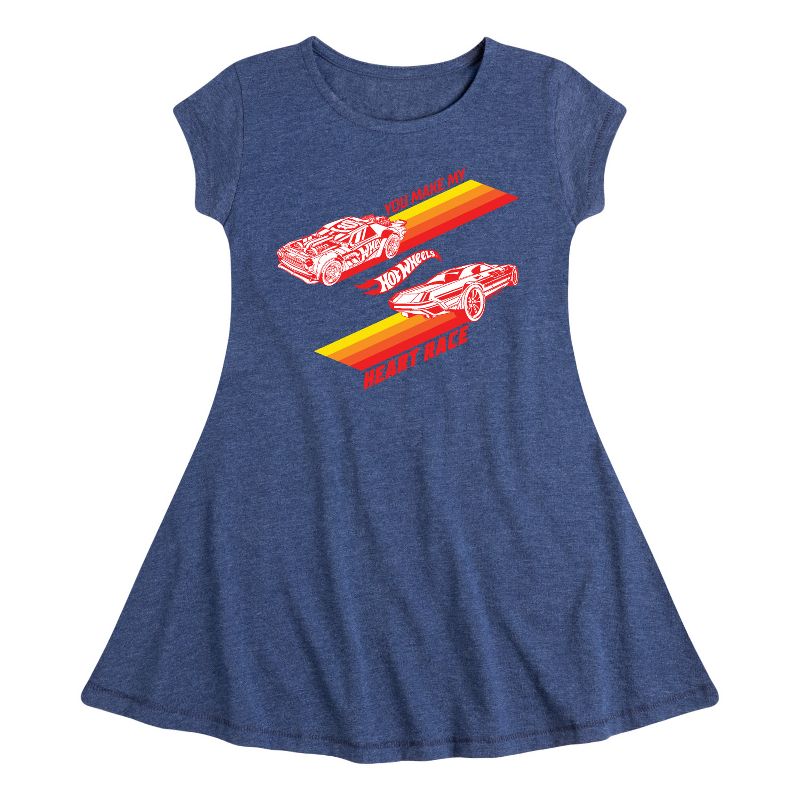 فستان "أنتِ تجعلين قلبي يتسابق" للفتيات - "هوت ويلز" - فستان "أنتِ تجعلين قلبي يتسابق" - مناسب وأنيق - بأكمام قصيرة