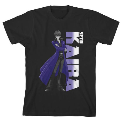 تي شيرت أسود برسومات كرتونية من أنمي كايبا يوغي أوه للأولاد