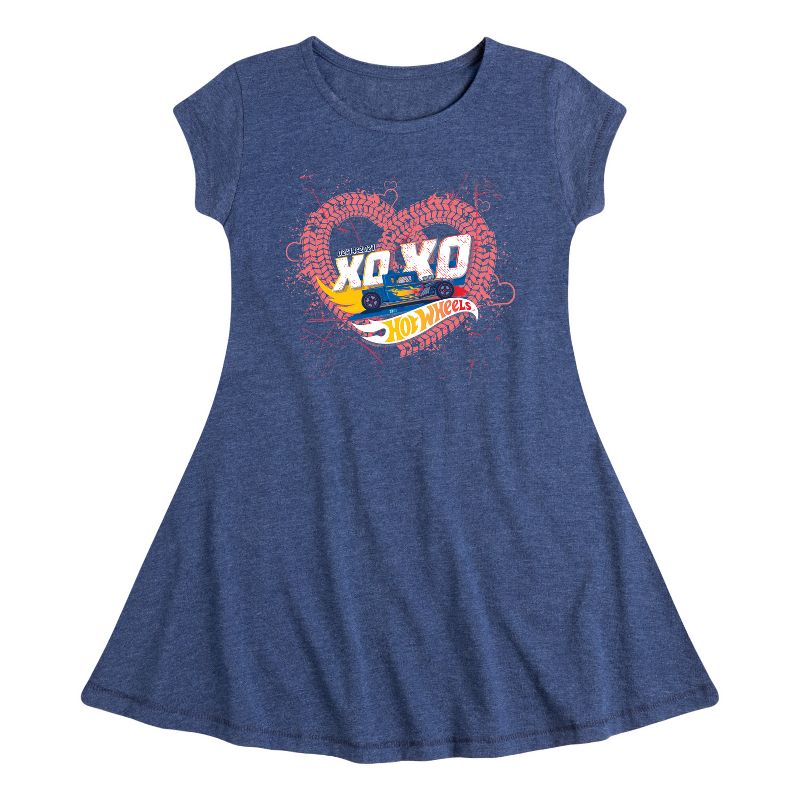Girls' - Hot Wheels - XOXO Heart Fit & Flair Cap Sleeve Dress