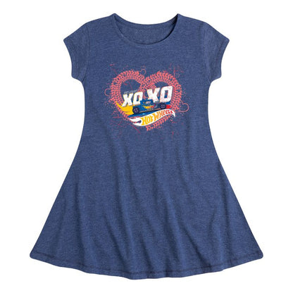 Girls' - Hot Wheels - XOXO Heart Fit & Flair Cap Sleeve Dress