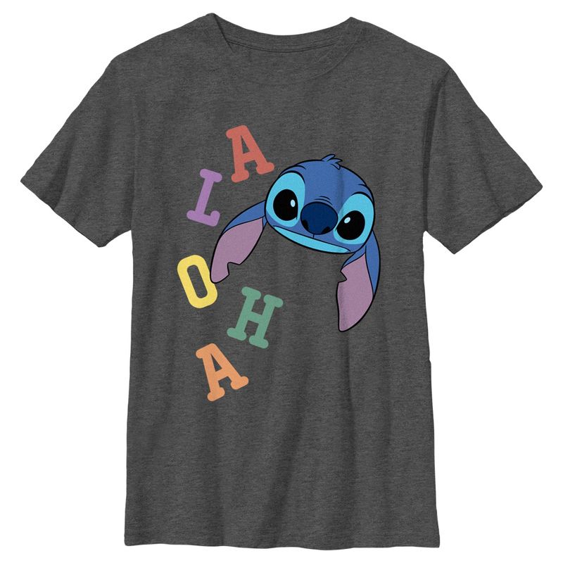 Boy's Lilo & Stitch Colorful Aloha Stitch Face T-Shirt