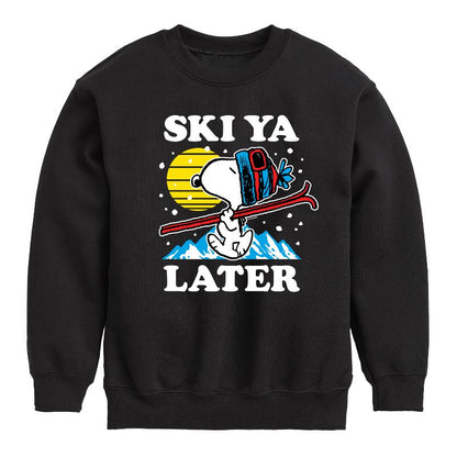 Boys' - Peanuts - Snoopy Ski Ya Later Graphic Long Sleeve Fleece Sweatshirt