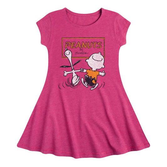 Girls' - Peanuts - Snoopy Fit & Flair Cap Sleeve Dress