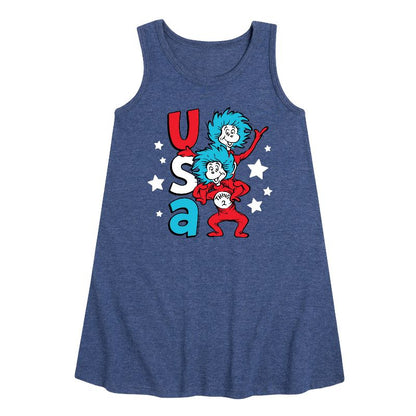 Girls' - Dr. Seuss - USA Things Graphic Sleeveless Aline Dress