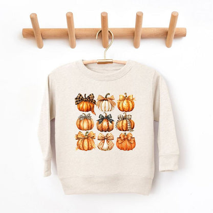 The Juniper Shop Coquette Fall Pumpkin Chart Toddler Graphic Sweatshirt