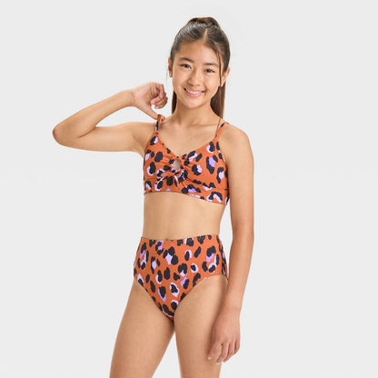 Girls' Hand Drawn Cheetah Printed Bikini Set - art class