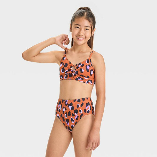 Girls' Hand Drawn Cheetah Printed Bikini Set - art class