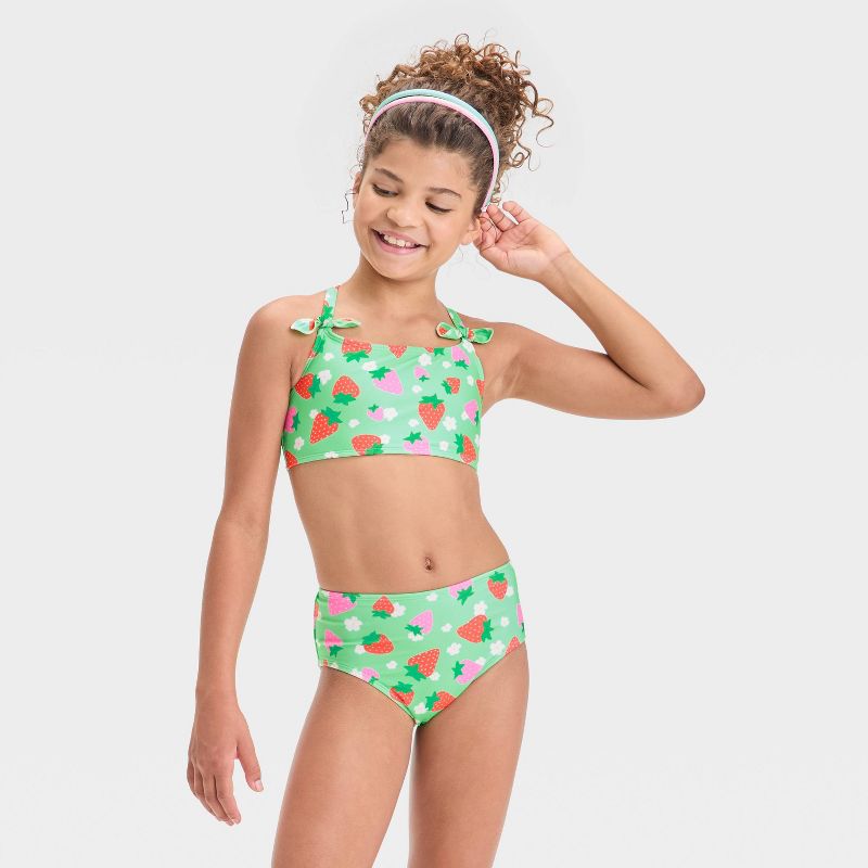 Girls' Strawberries Printed Bikini Set - Cat & Jack™ Green