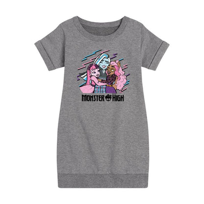 فستان صوف بأكمام قصيرة مطبوع عليه صورة "بيستي بيج هاج" للبنات من ماتيل